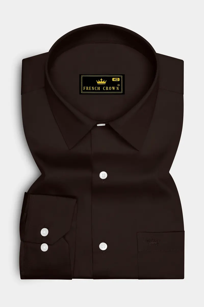 Umbero-Eternity Brown Subtle Sheen Super Soft Premium Cotton Dress Shirt 4