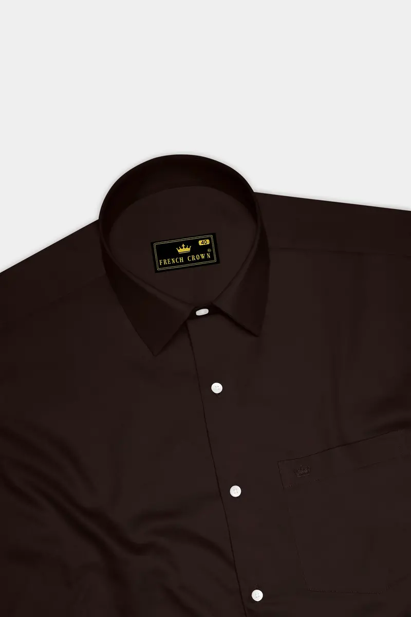 Umbero-Eternity Brown Subtle Sheen Super Soft Premium Cotton Dress Shirt 5