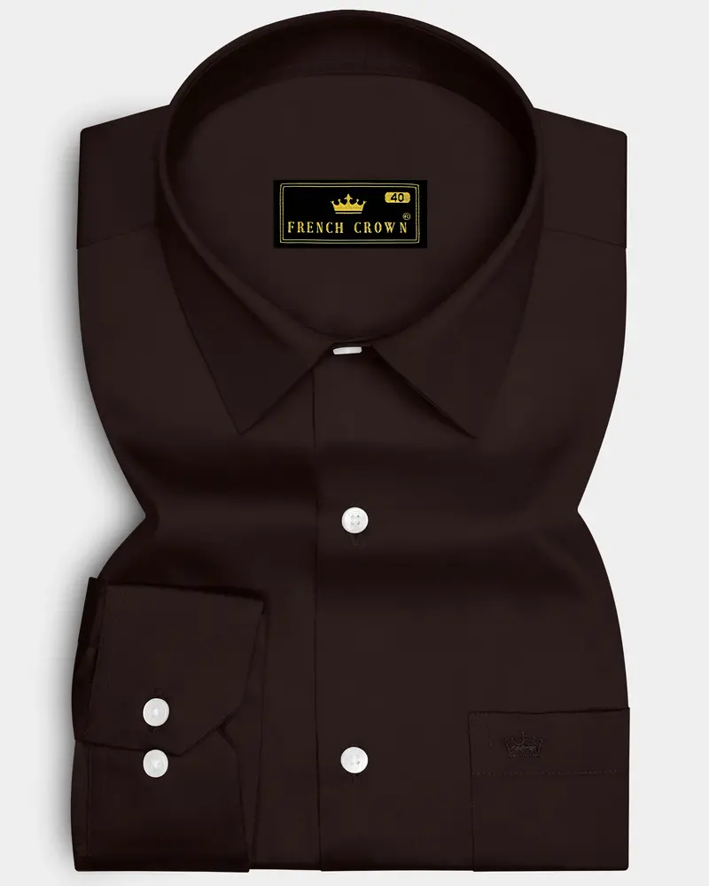 Umbero-Eternity Brown Subtle Sheen Super Soft Premium Cotton Dress Shirt 6