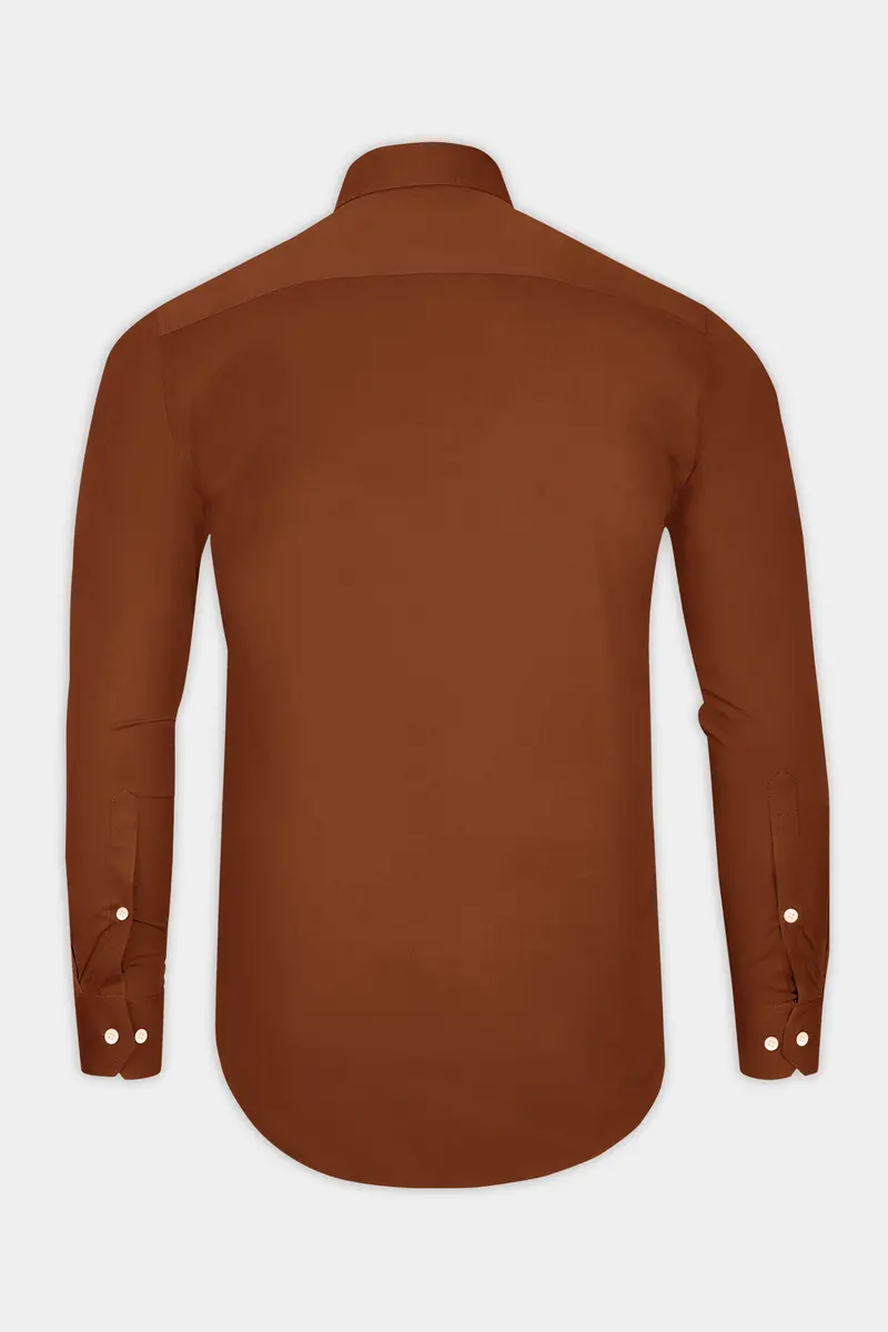 Umbero-Walnut Brown Subtle Sheen Super Soft Premium Cotton Tuxedo Dress Shirt 7