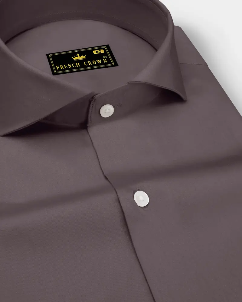 Umbero-Wenge Brown Subtle Sheen Super Soft Premium Cotton Cut Away Collar Dress Shirt 1