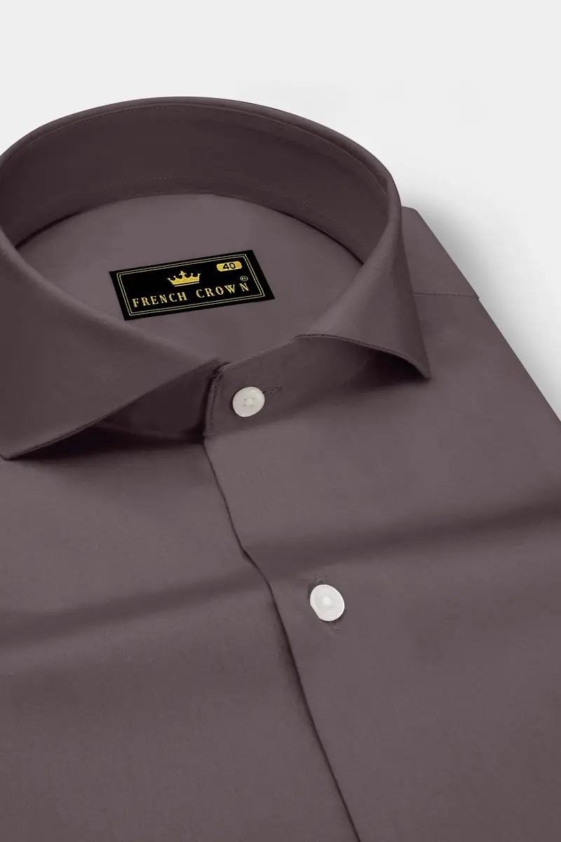 Umbero-Wenge Brown Subtle Sheen Super Soft Premium Cotton Cut Away Collar Dress Shirt 2