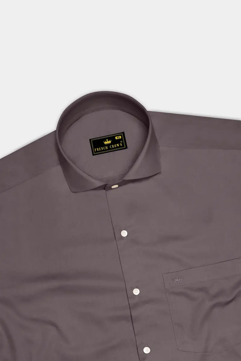 Umbero-Wenge Brown Subtle Sheen Super Soft Premium Cotton Cut Away Collar Dress Shirt 5