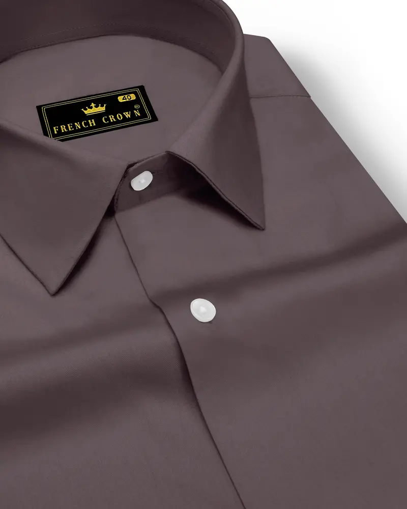 Umbero-Wenge Brown Subtle Sheen Super Soft Premium Cotton Dress Shirt 1