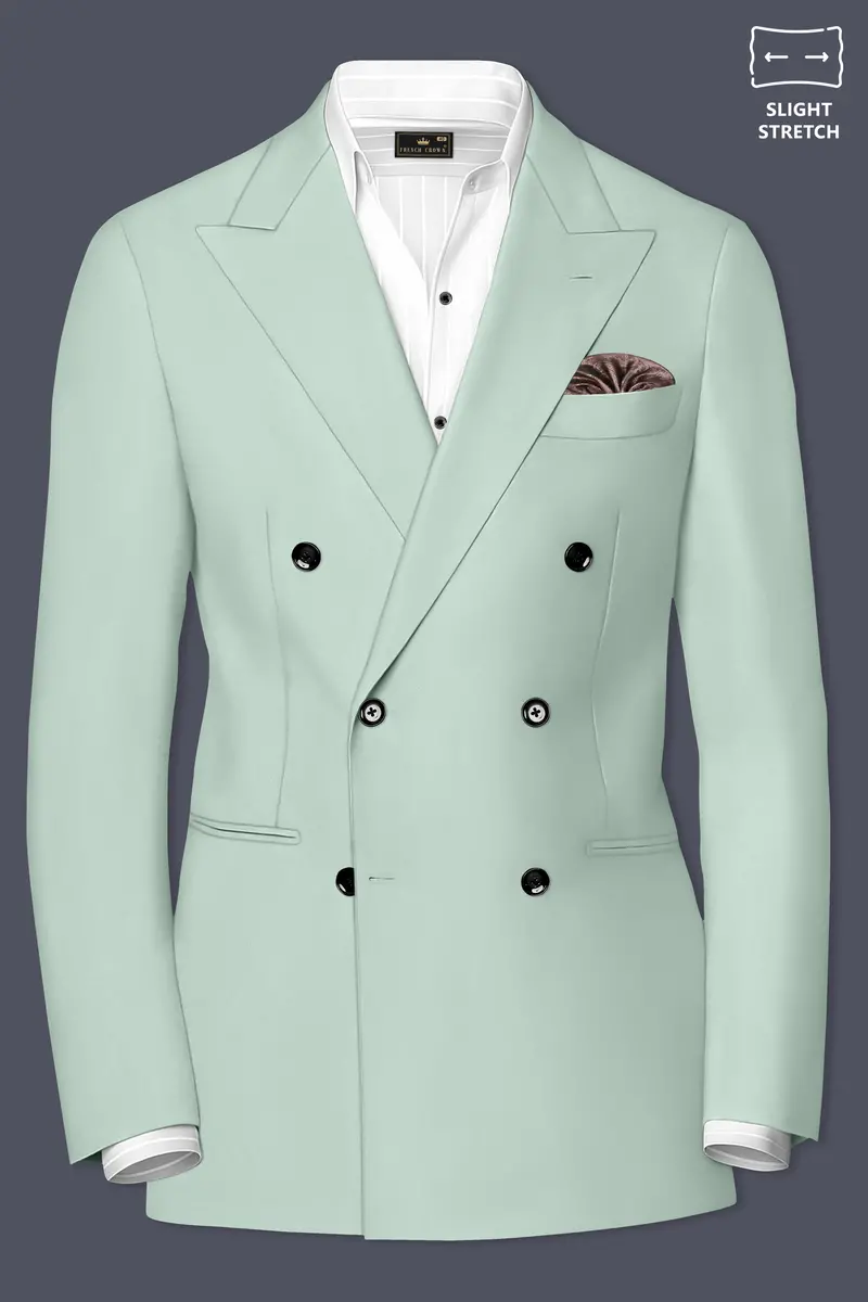Umbra-Shadow Green Slight Stretch Subtle Sheen Poly-Viscose Double Breasted Suit 10