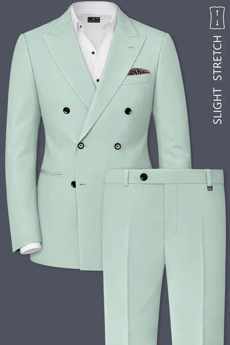 Umbra-Shadow Green Slight Stretch Subtle Sheen Poly-Viscose Double Breasted Suit 2