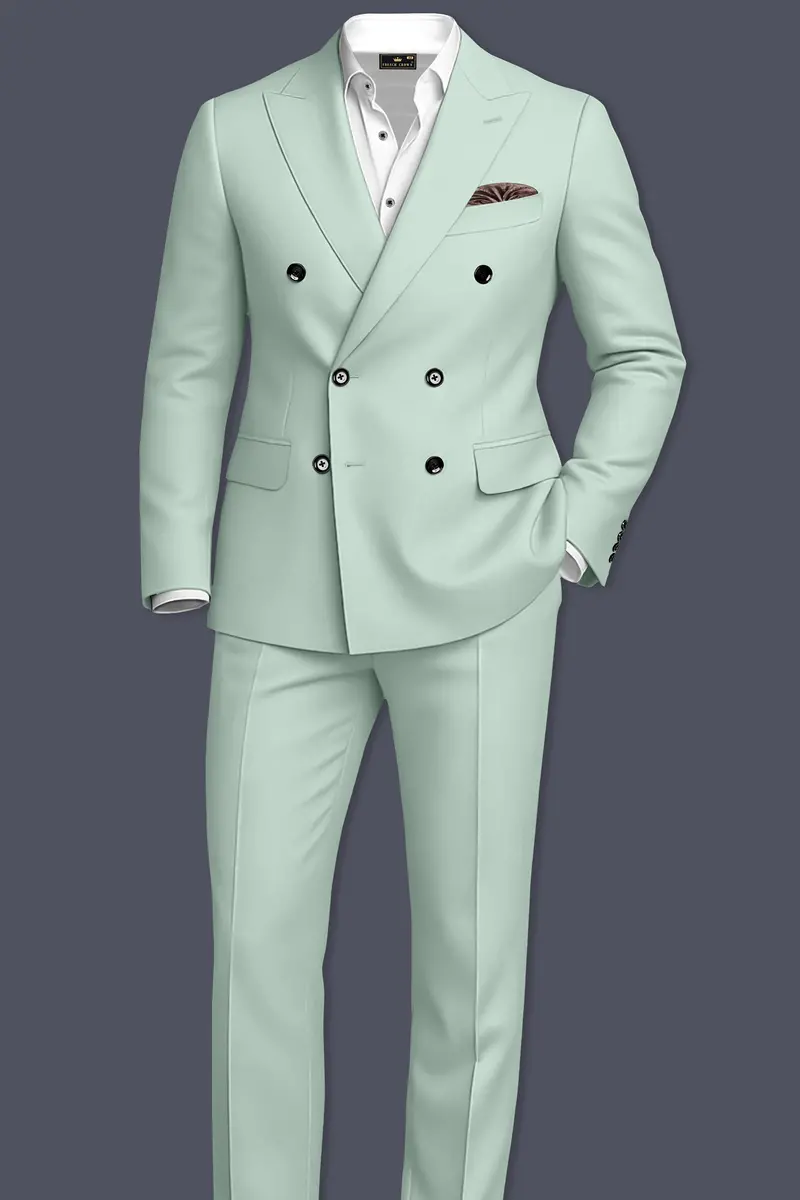 Umbra-Shadow Green Slight Stretch Subtle Sheen Poly-Viscose Double Breasted Suit 4