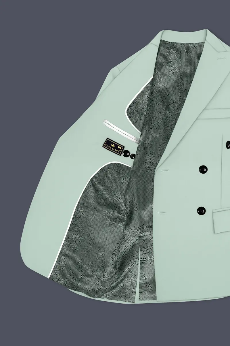 Umbra-Shadow Green Slight Stretch Subtle Sheen Poly-Viscose Double Breasted Suit 6