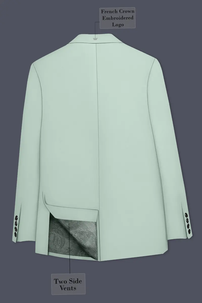 Umbra-Shadow Green Slight Stretch Subtle Sheen Poly-Viscose Double Breasted Suit 9