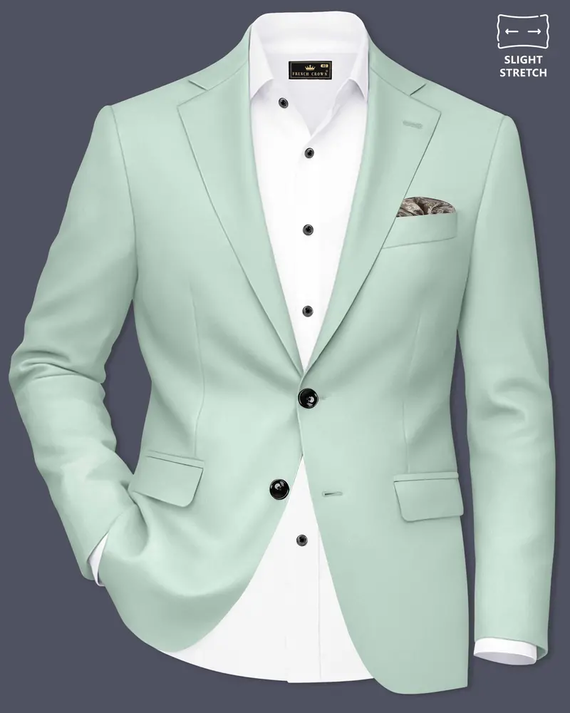 Umbra-Shadow Green Slight Stretch Subtle Sheen Poly-Viscose Single Breasted Blazer 1