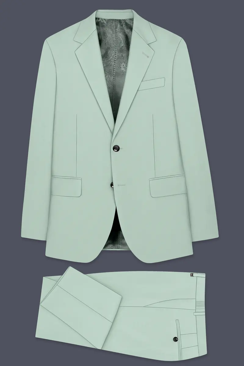 Umbra-Shadow Green Slight Stretch Subtle Sheen Poly-Viscose Single Breasted Suit 11