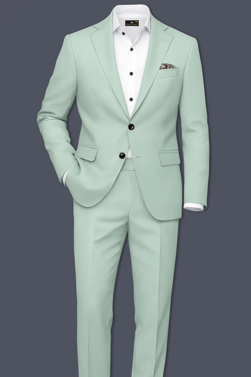 Umbra-Shadow Green Slight Stretch Subtle Sheen Poly-Viscose Single Breasted Suit 4