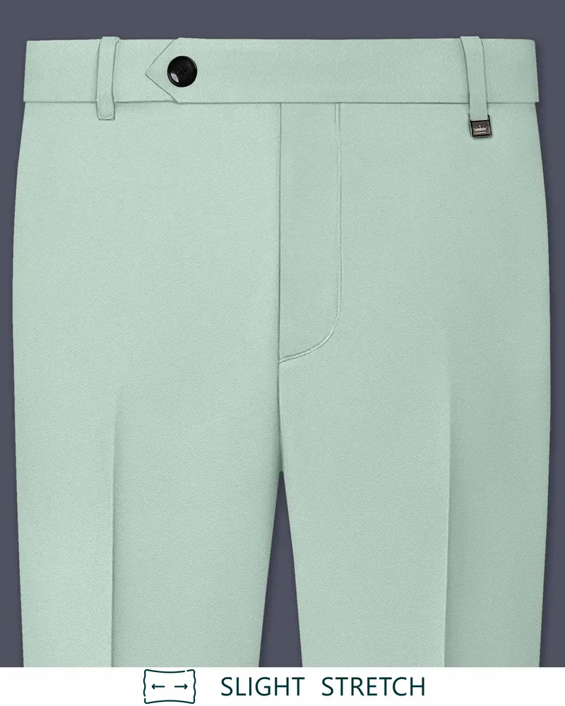 Umbra-Shadow Green Slight Stretch Subtle Sheen Poly-Viscose Waistband Pant 1