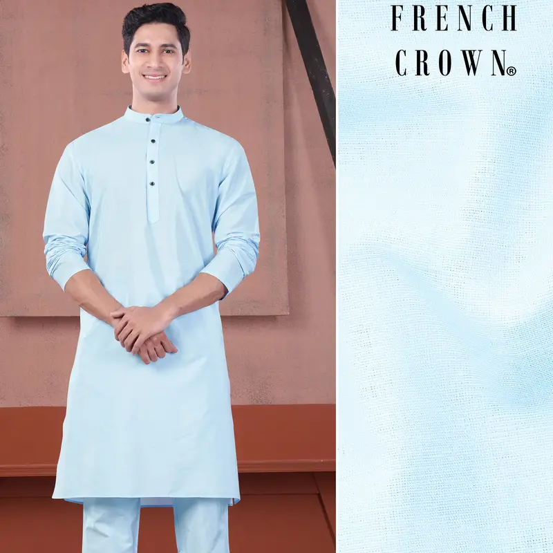 Uranian Blue Subtle Sheen Viscose Kurta 1