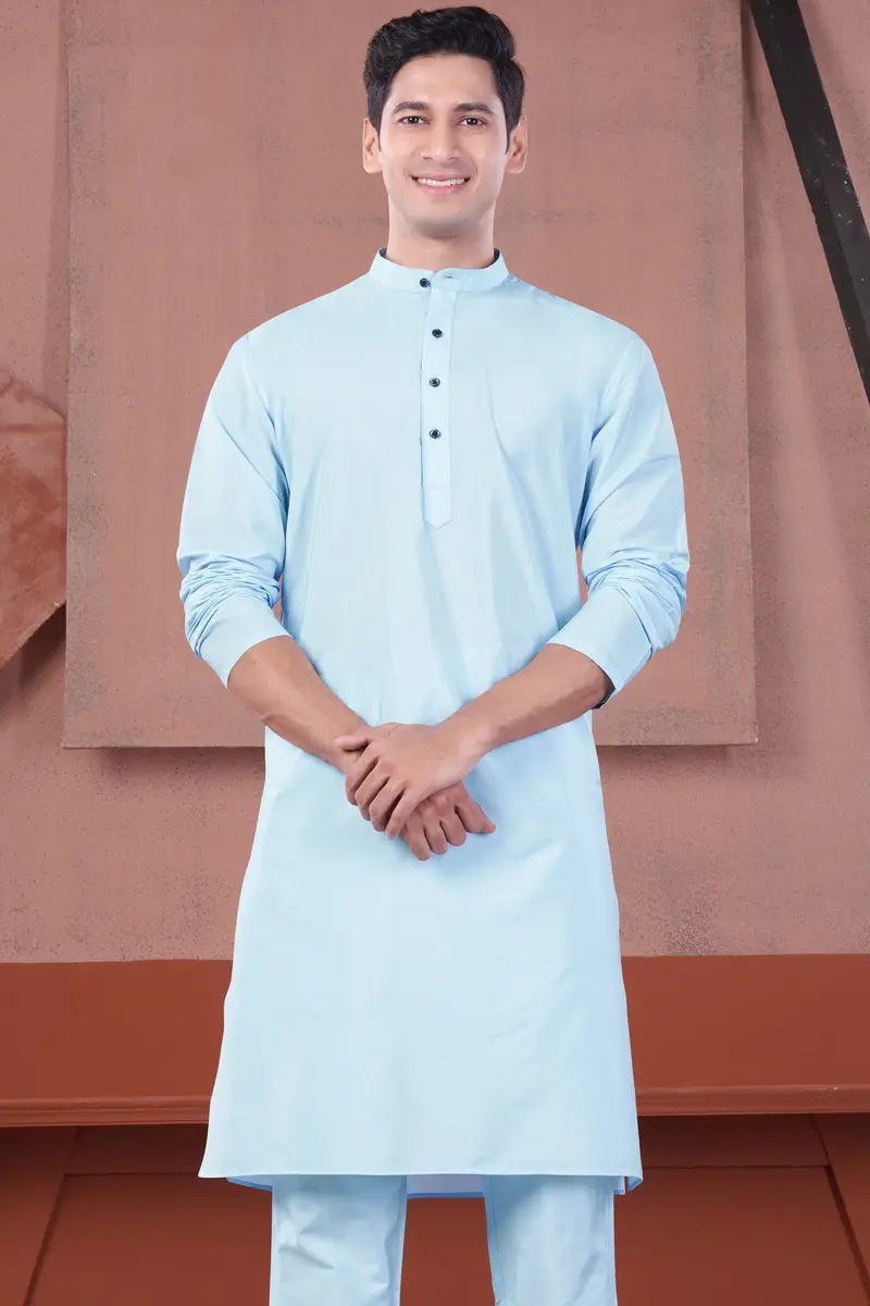 Uranian Blue Subtle Sheen Viscose Kurta 2