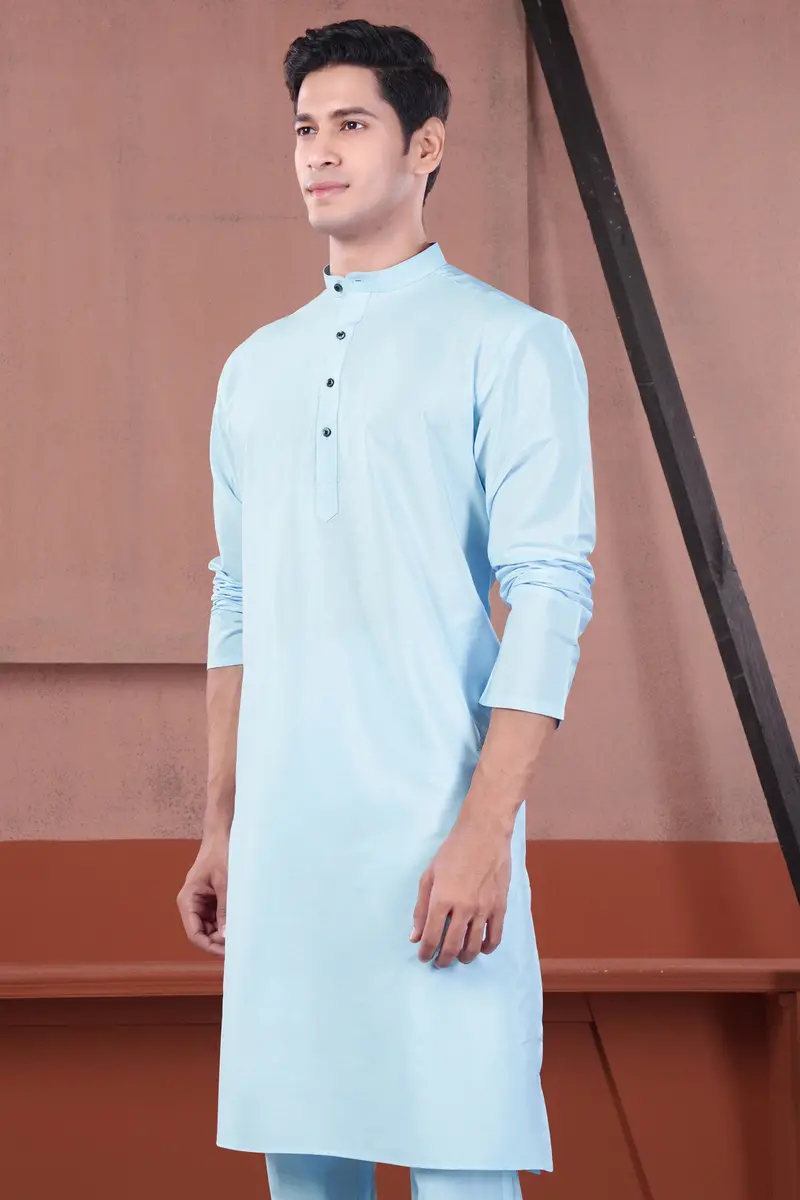 Uranian Blue Subtle Sheen Viscose Kurta 6