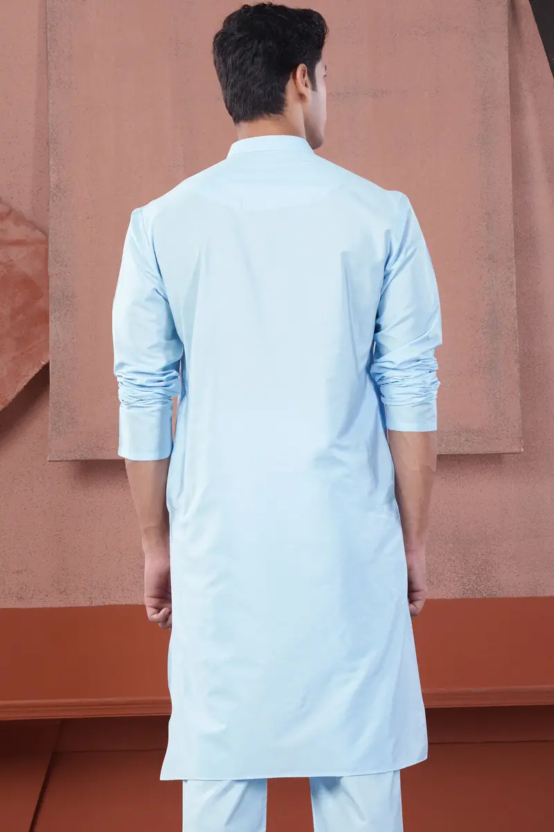 Uranian Blue Subtle Sheen Viscose Kurta 7