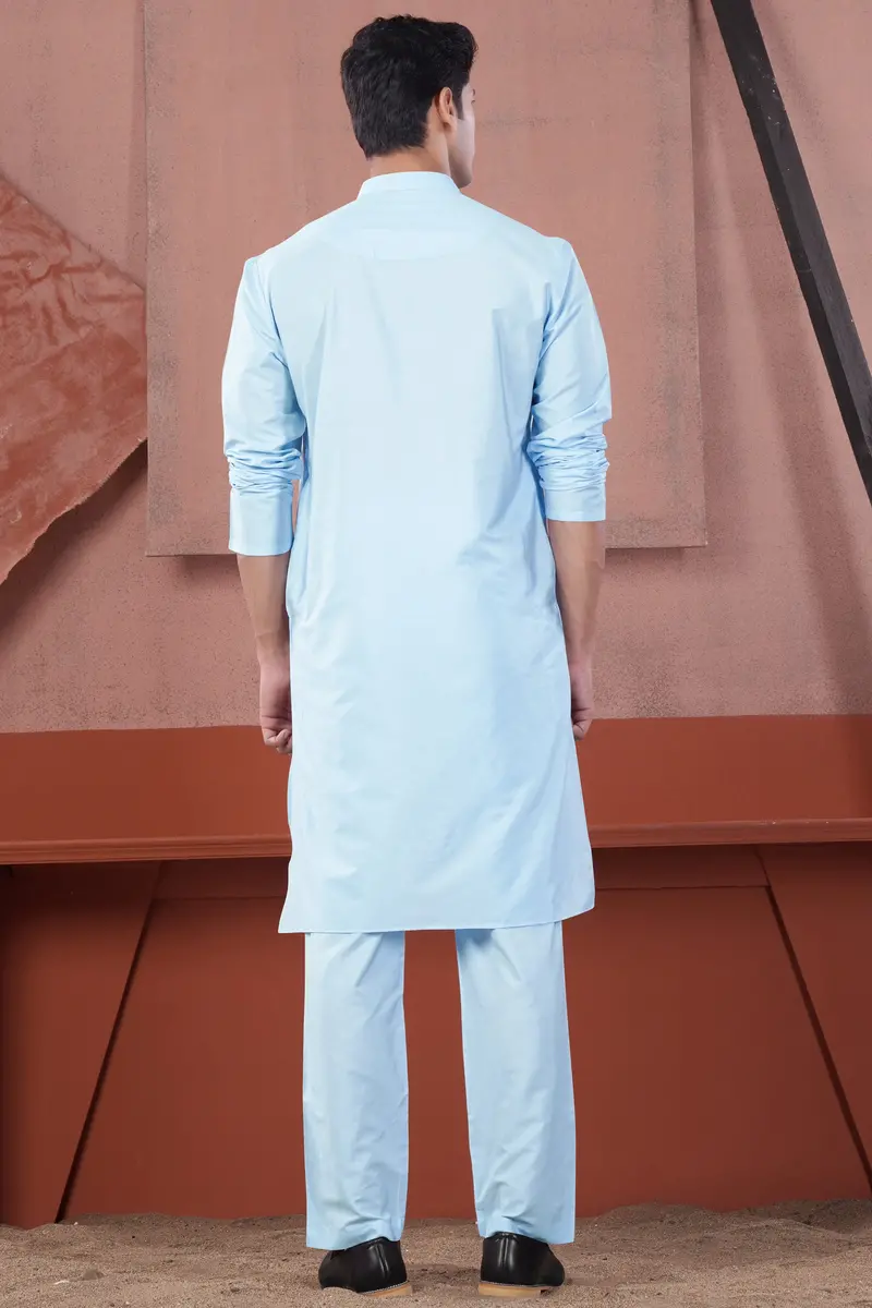 Uranian Blue Subtle Sheen Viscose Kurta 9