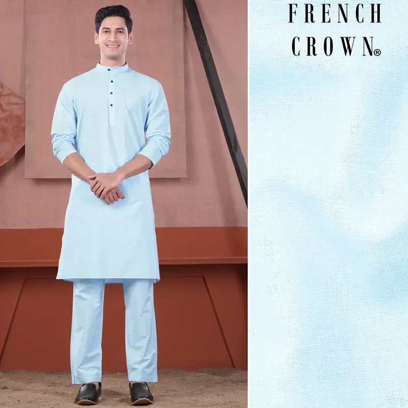 Uranian Blue Subtle Sheen Viscose Kurta Set 1