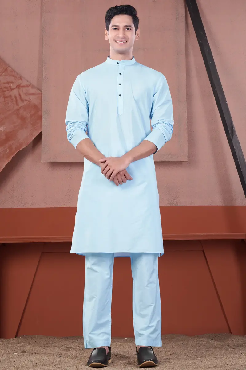Uranian Blue Subtle Sheen Viscose Kurta Set 2