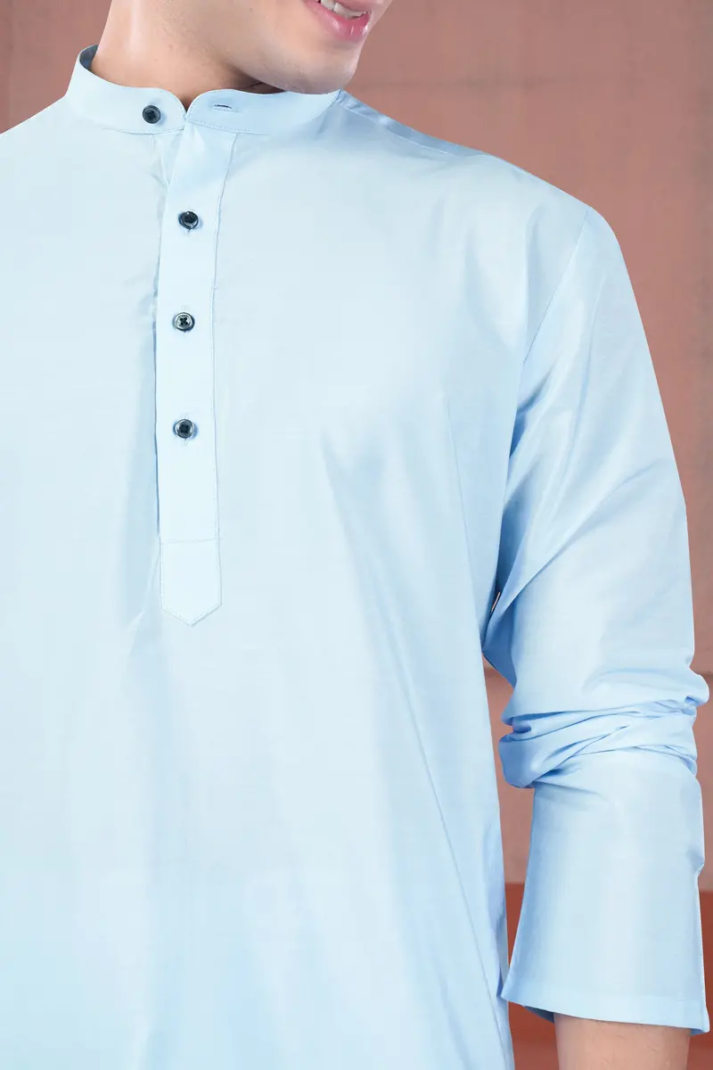 Uranian Blue Subtle Sheen Viscose Kurta Set 4