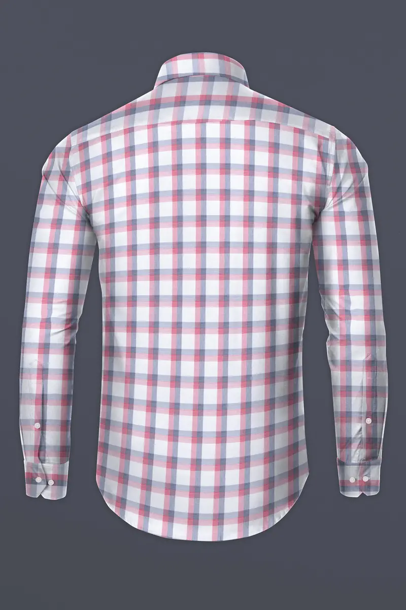 Valentine Red With Black Plaid Dobby Textured Premium Cotton Shirt 5
