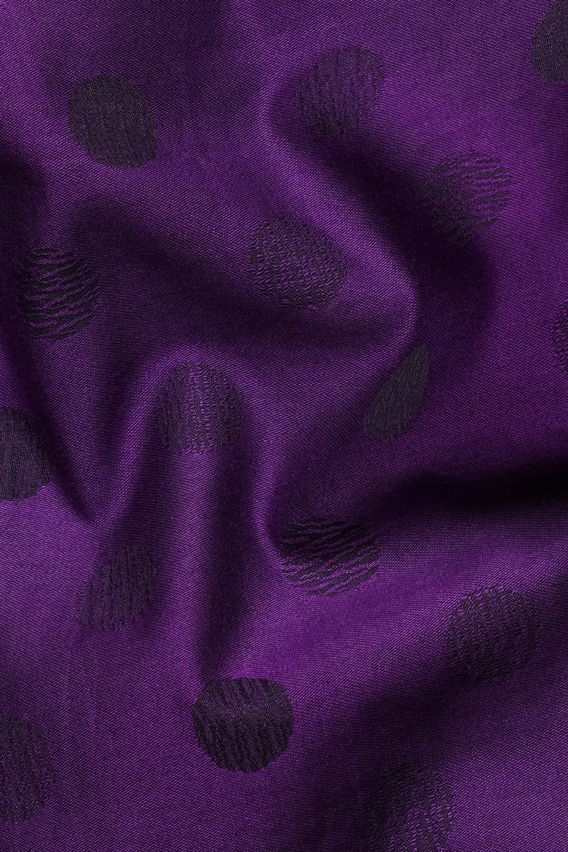 Valentino Purple With Haiti Blue And Plum Purple Polka Dots Jacquard Textured Premium Giza Cotton Shirt 2