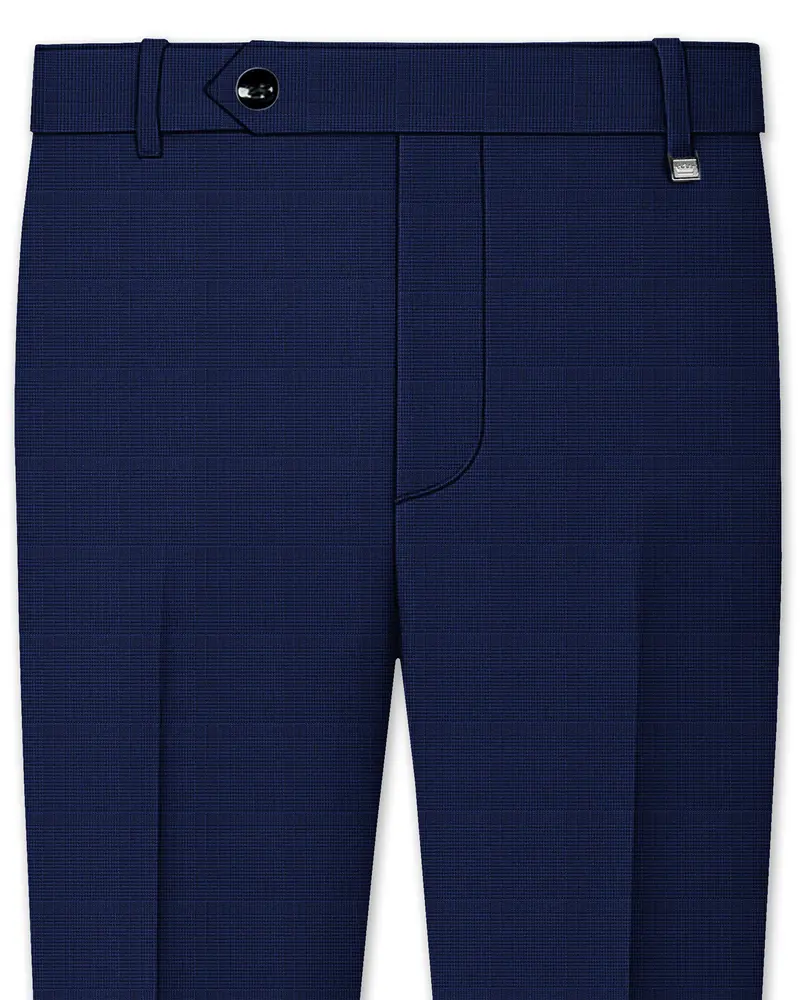 Valhalla Blue Subtle Plaid Wool Rich Pant 1