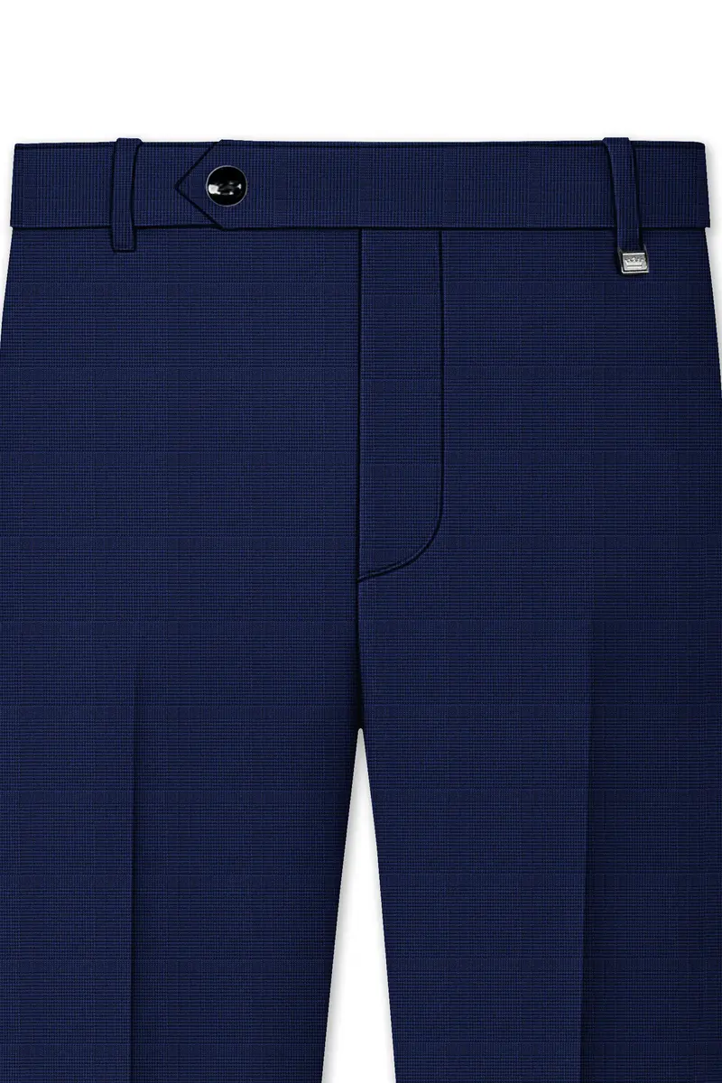 Valhalla Blue Subtle Plaid Wool Rich Pant 4