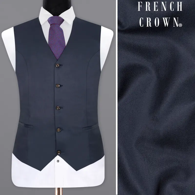 Valhalla Blue Wool Rich Waistcoat 1