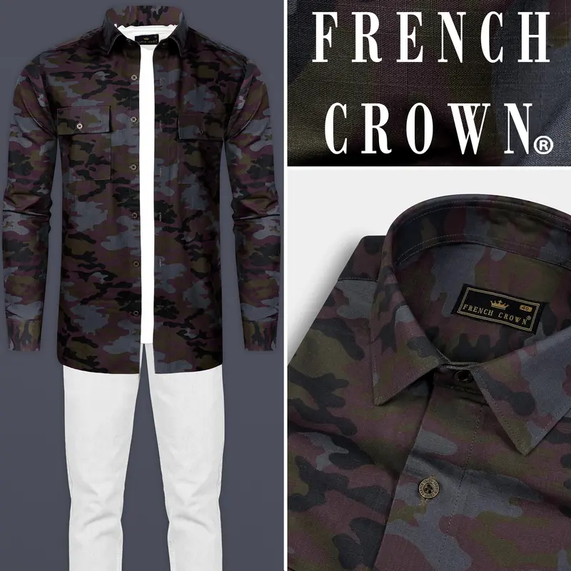 Vampire Brown And Cinder Black Camouflage Military Printed Heavyweight Jacket 1