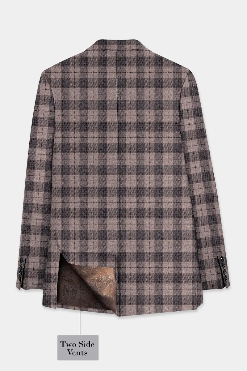 Vampire Brown Checks Plaid Tweed Double Breasted Suit 8
