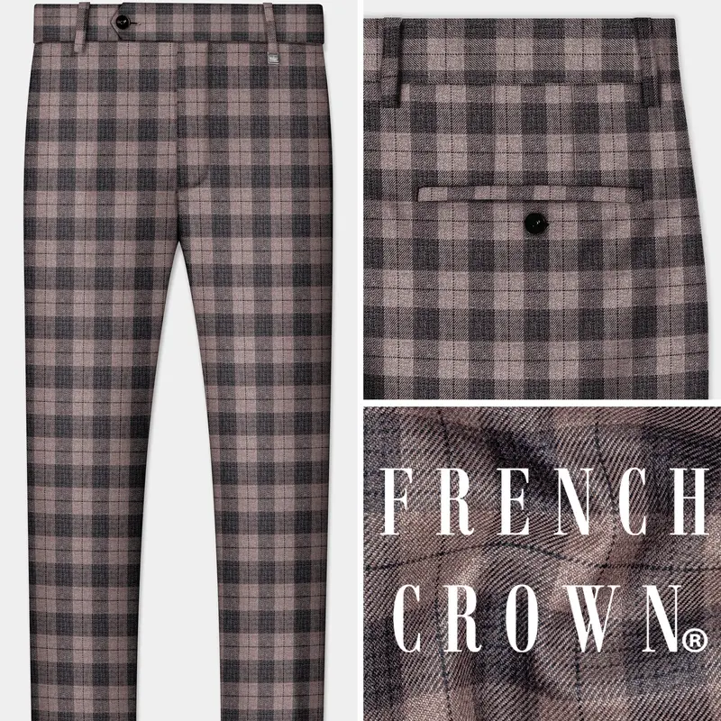 Vampire Brown Checks Plaid Tweed Pant 1