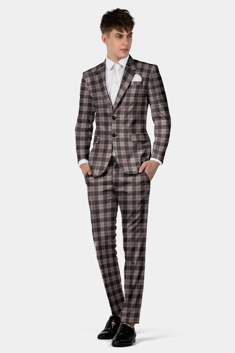 Vampire Brown Checks Plaid Tweed Pant 7