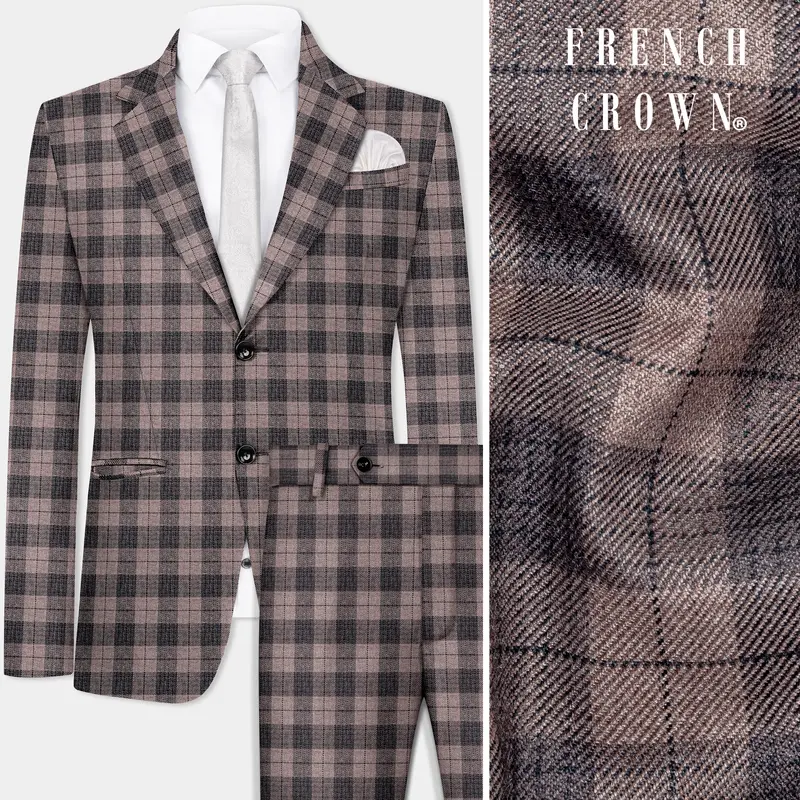 Vampire Brown Checks Plaid Tweed Suit 1