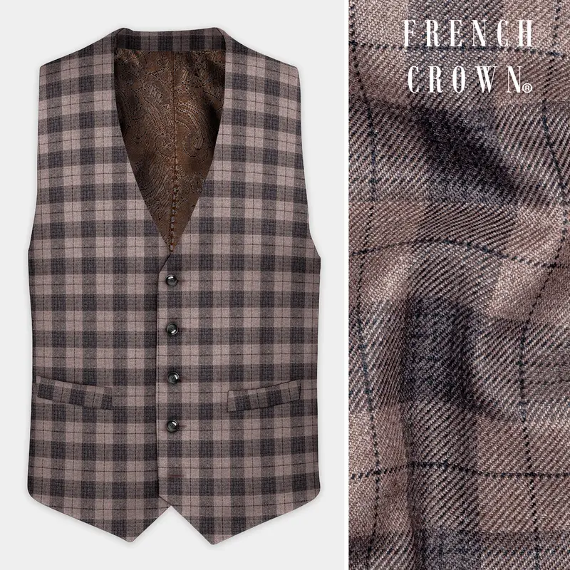 Vampire Brown Checks Plaid Waistcoat 1