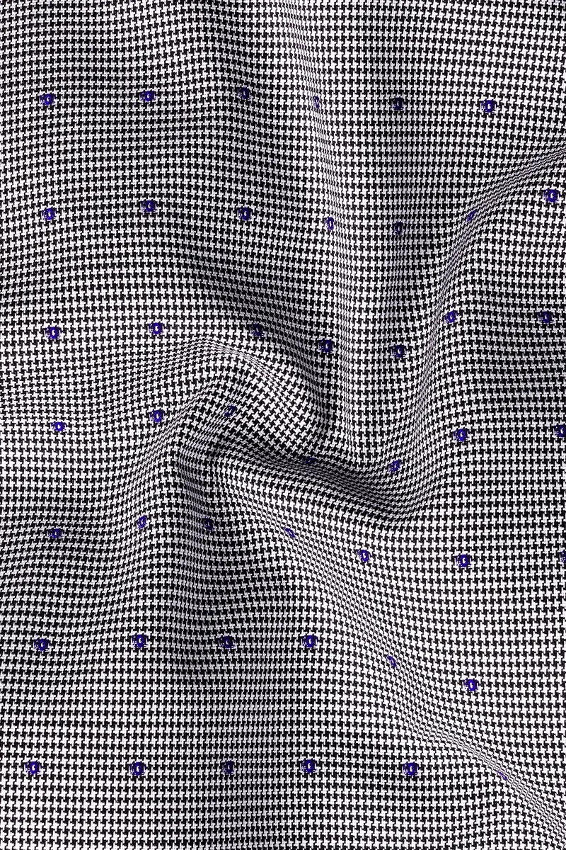 Vampire Gray Houndstooth Dobby Textured Printed Premium Giza Cotton Shirt 2
