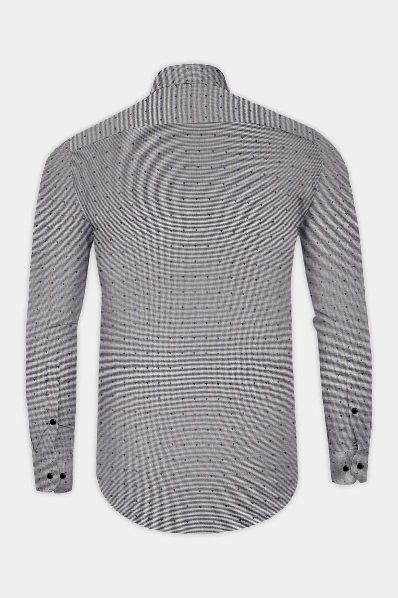 Vampire Gray Houndstooth Dobby Textured Printed Premium Giza Cotton Shirt 5