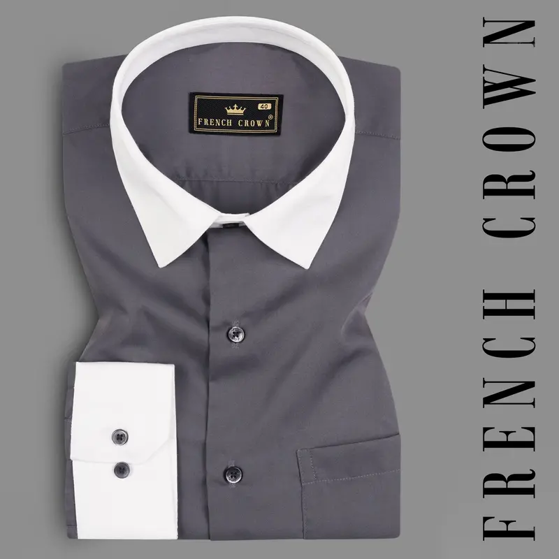 Vampire Gray Solid Giza Cotton Shirt 1