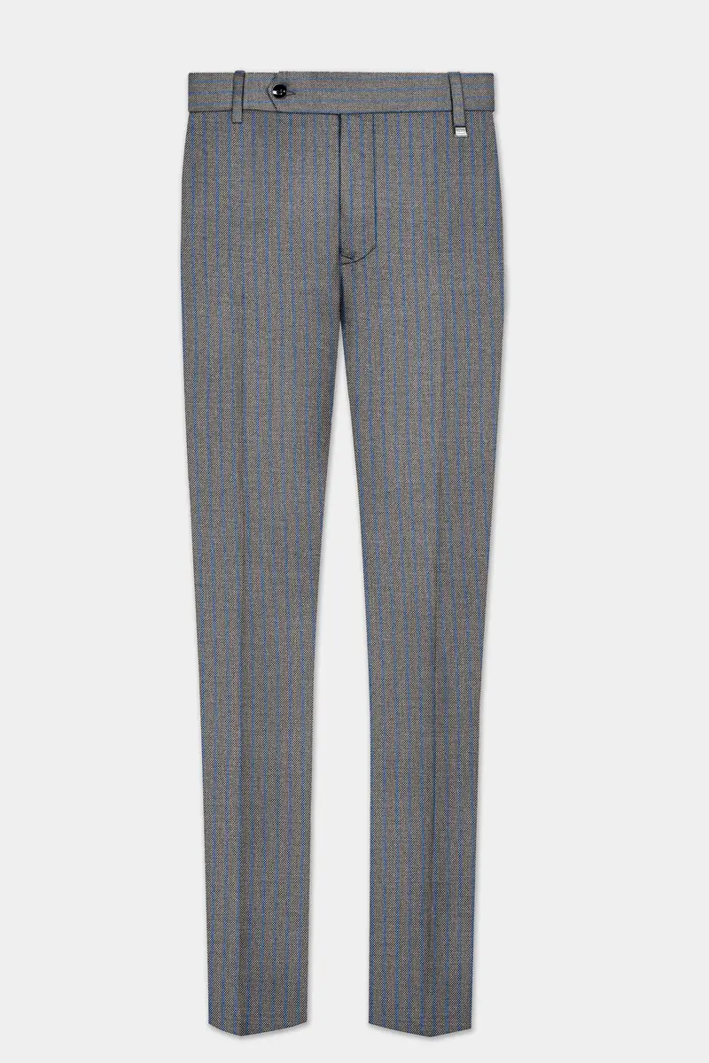 Vampire Gray Striped Wool Blend Stretchable Waistband Pant 2