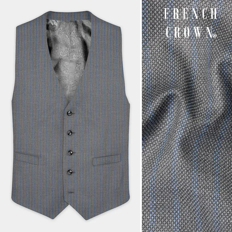 Vampire Gray Striped Wool Waistcoat 1