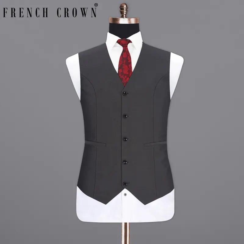 Vampire Gray Textured Waistcoat 7