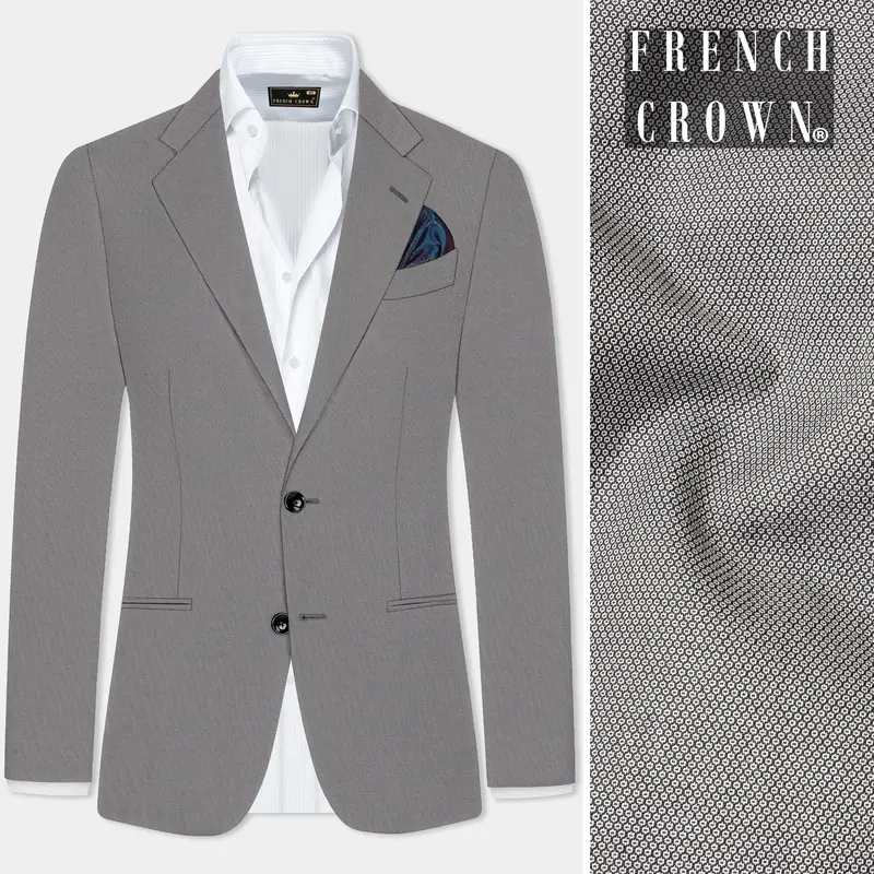Vampire Gray Textured Wool Blend Single Breasted Blazer 1