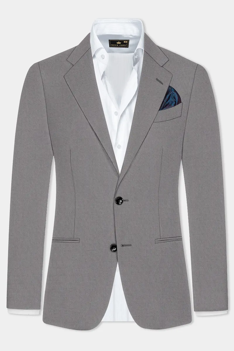 Vampire Gray Textured Wool Blend Single Breasted Blazer 2