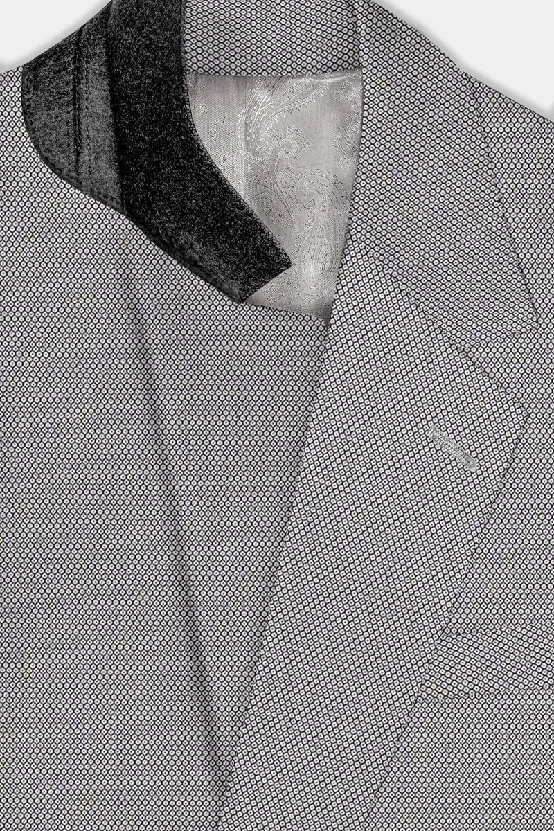 Vampire Gray Textured Wool Blend Single Breasted Blazer 4