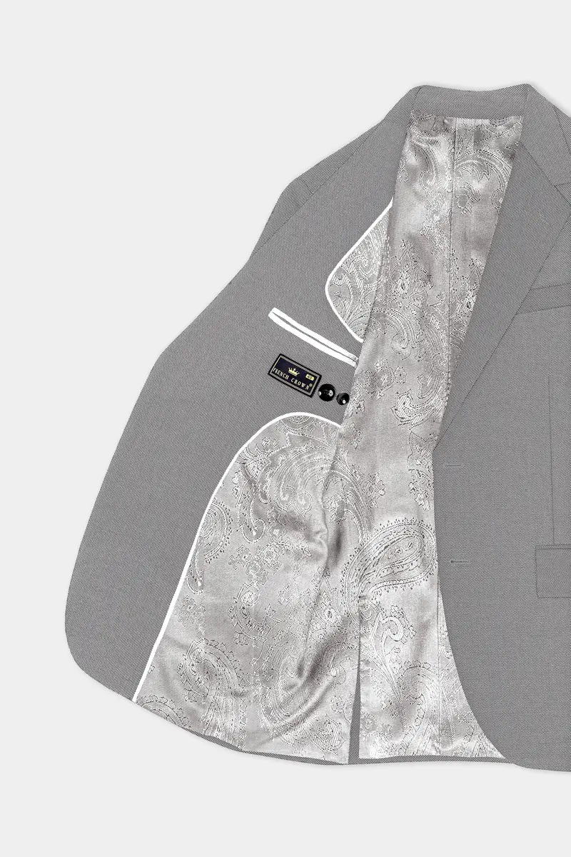 Vampire Gray Textured Wool Blend Single Breasted Blazer 5