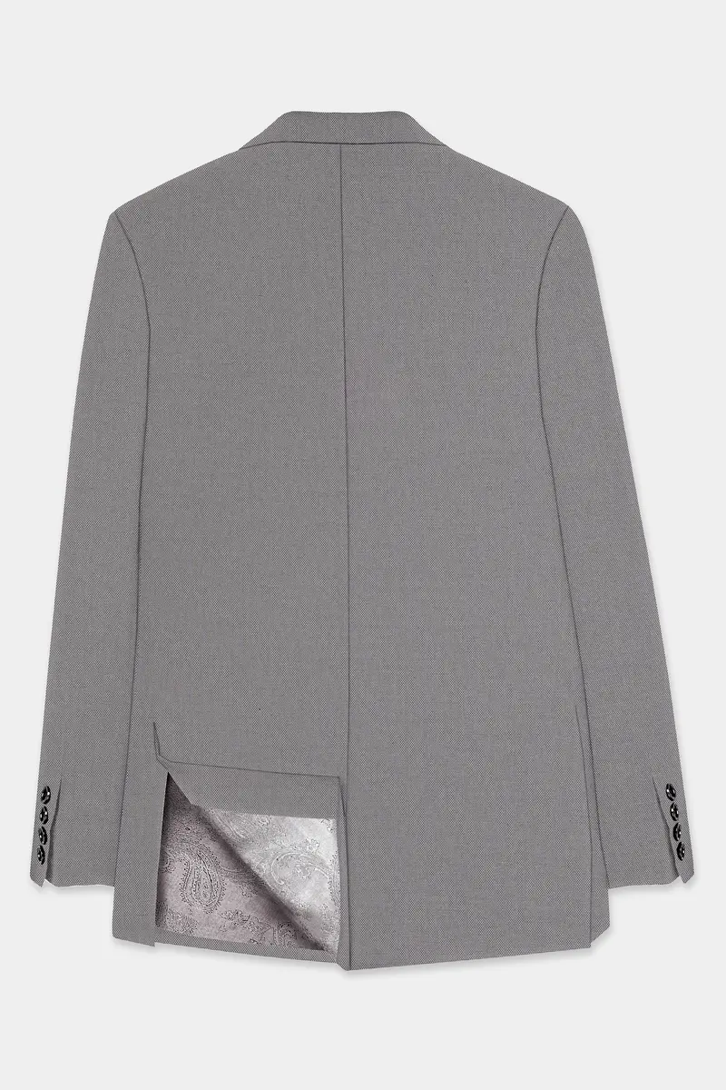 Vampire Gray Textured Wool Blend Single Breasted Blazer 8