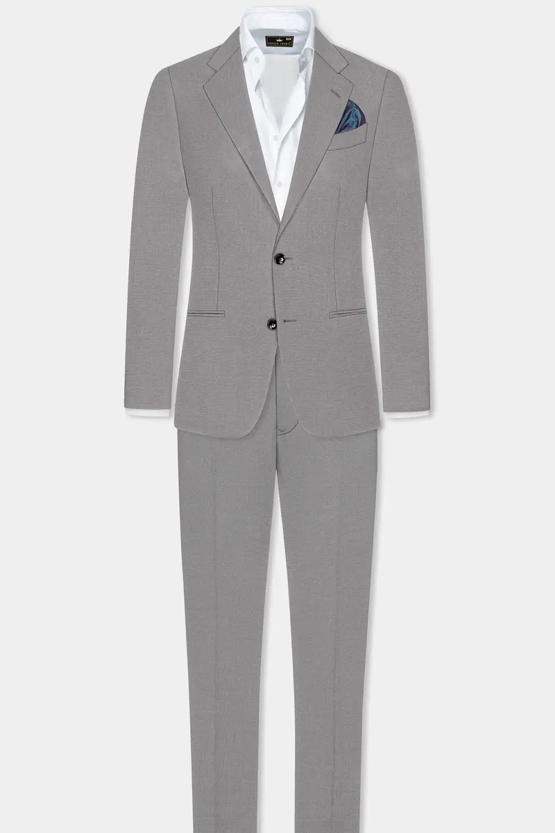 Vampire Gray Textured Wool Blend Single Breasted Blazer 9