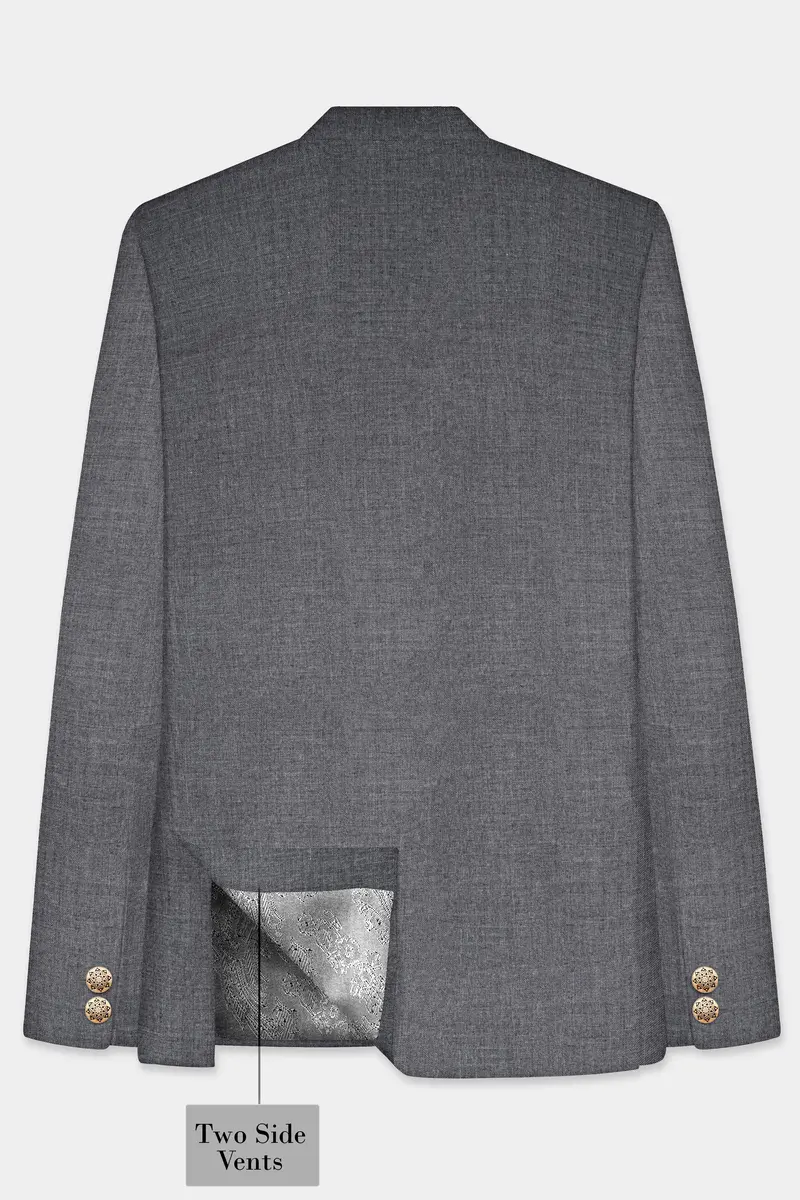 Vampire Gray Textured Wool Rich Bandhgala Blazer 6