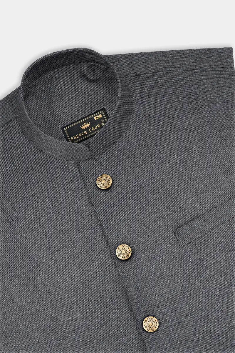 Vampire Gray Textured Wool Rich Bandhgala Suit 14
